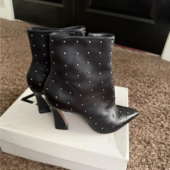 SCHUTZ Shoes Schutz Black Studded Ankle Boots With Stiletto